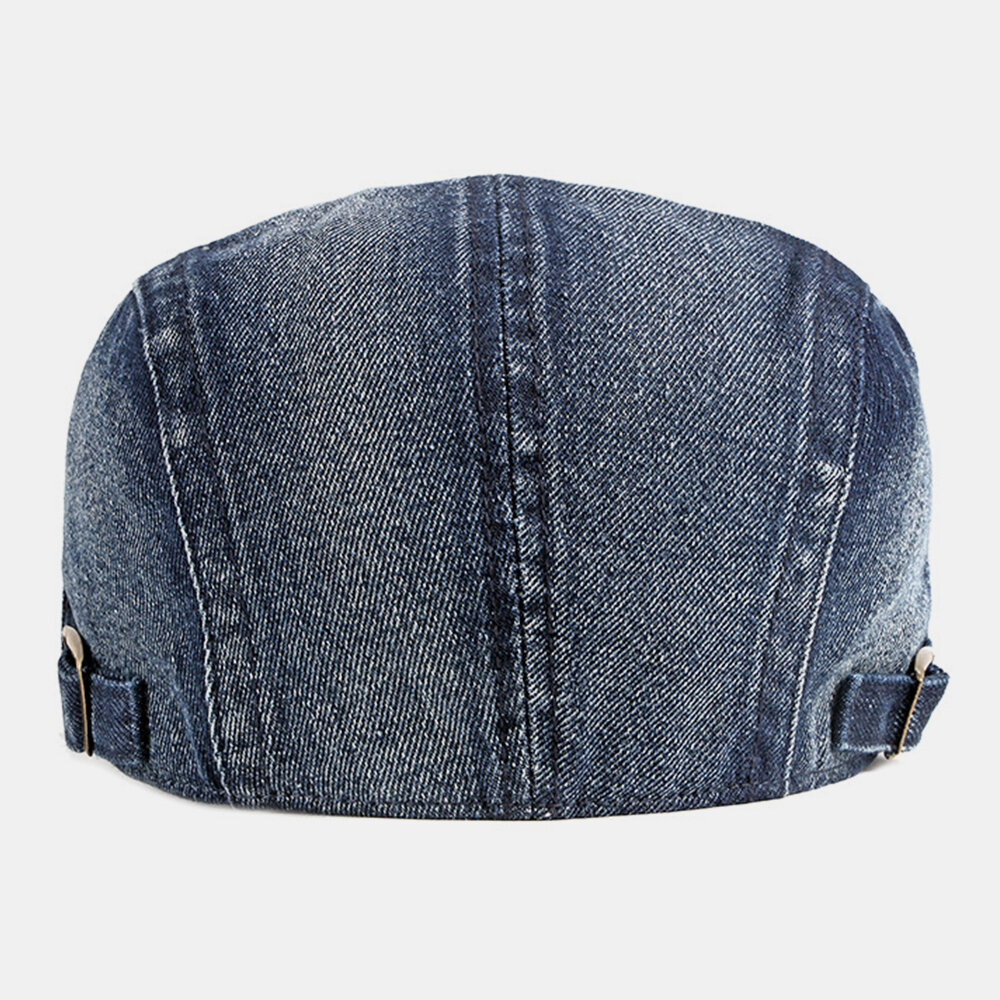 Unisex Denim Vasket Make-gammelt Hull Pustende Uformelt Solskjerming Forover Cap Beret Cap Flate Hat