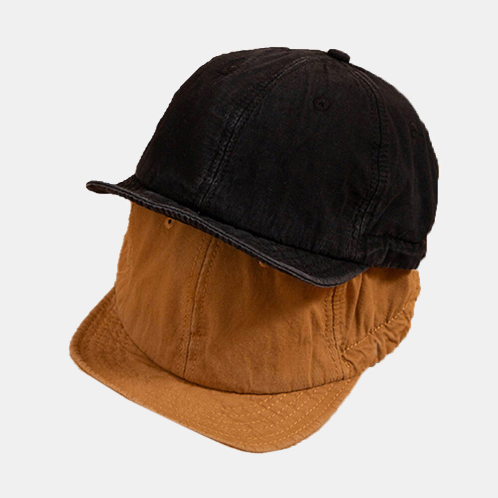 Unisex Ensfarge Kort Sortbremt Snapback Lue Uformell Vill Elastisk Bånd Baseballcaps