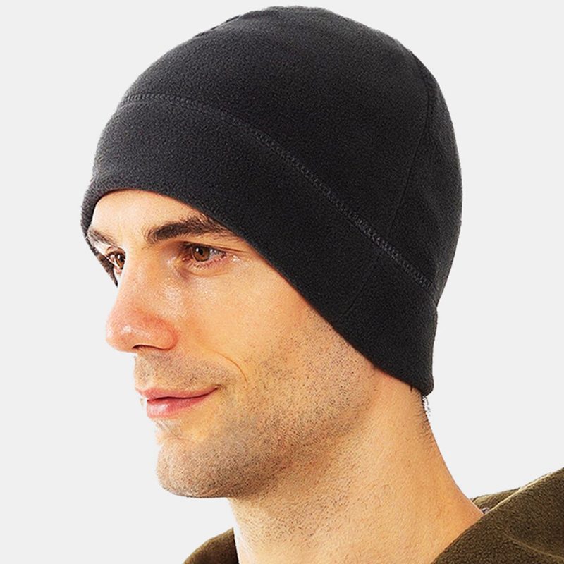 Unisex Ensfarge Kuldebeskyttelse Varme Polar Fleecelue Utendørs Sport Skikjøring Brimless Beanie Hat