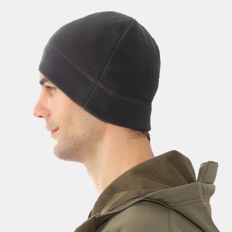 Unisex Ensfarge Kuldebeskyttelse Varme Polar Fleecelue Utendørs Sport Skikjøring Brimless Beanie Hat