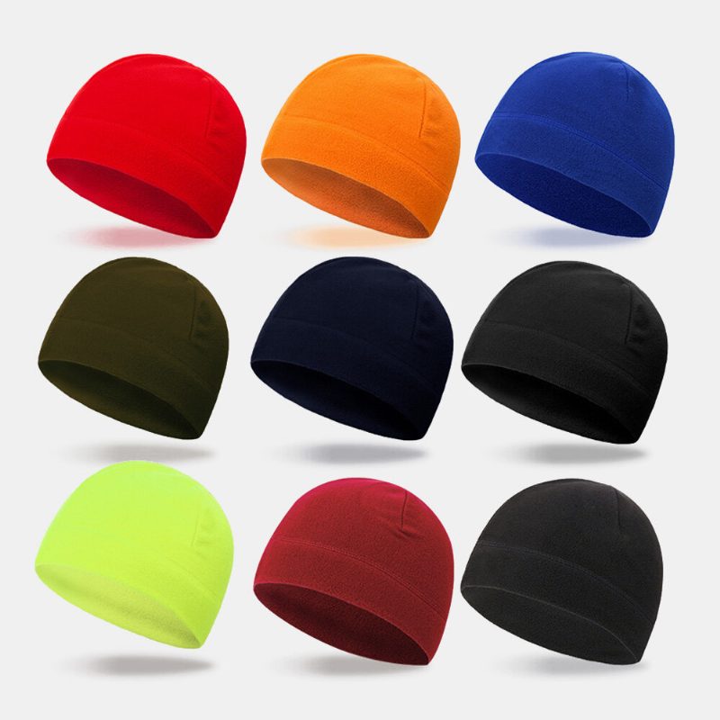 Unisex Ensfarge Kuldebeskyttelse Varme Polar Fleecelue Utendørs Sport Skikjøring Brimless Beanie Hat