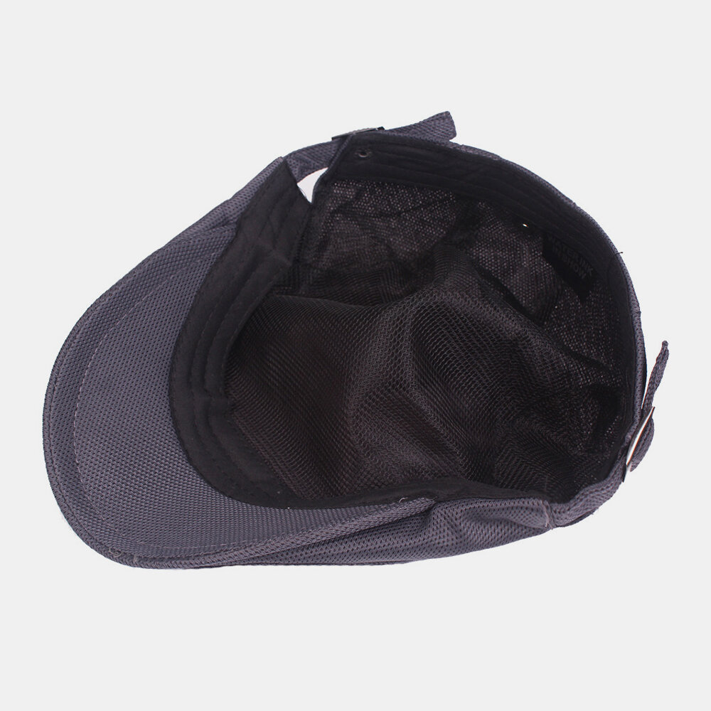 Unisex Ensfarget Mesh Pustende Utendørs Uformell Justerbar Beret Cap Flate Hatter Klatrehetter