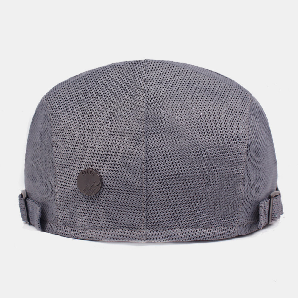 Unisex Ensfarget Mesh Pustende Utendørs Uformell Justerbar Beret Cap Flate Hatter Klatrehetter