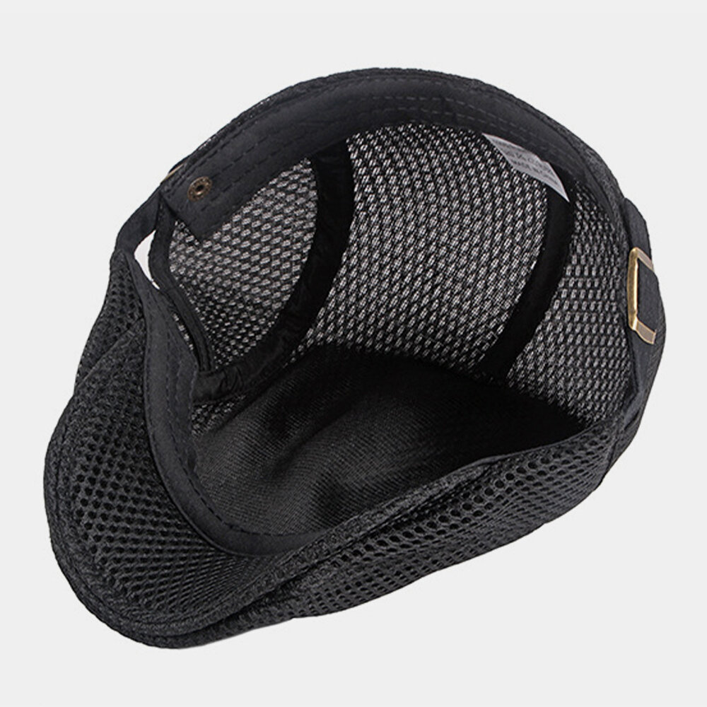 Unisex Full Mesh Hul Pustende Utendørs Uformell Tynn Solskjerming Forover Cap Beret Cap Flate Hat