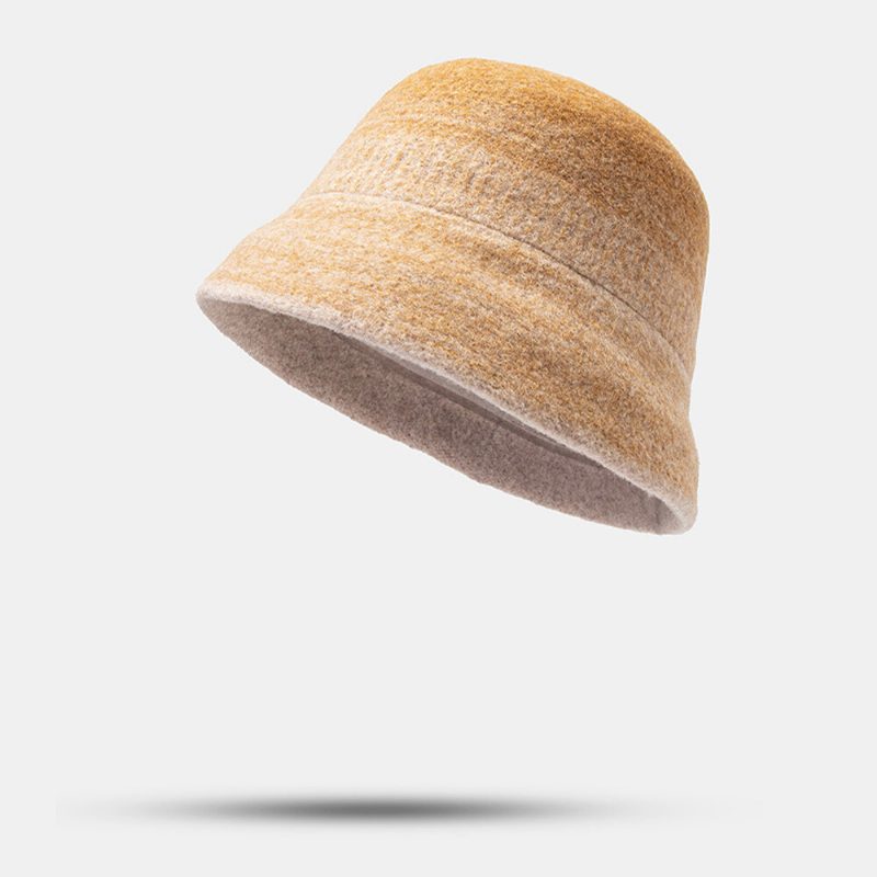 Unisex Gradient Dome Fedora-hatt Med Bred Brem Utendørs Elegant Wild Sunshade Warm Bucket Hat