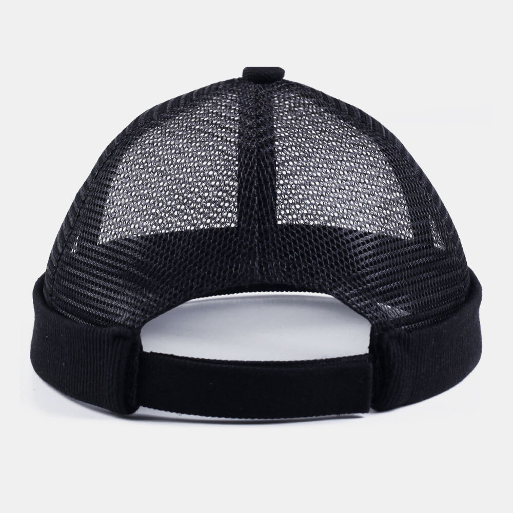 Unisex Hollow Out Full-mesh Pustende Mote Utendørs Brimless Beanie Landlord Cap Skull Cap