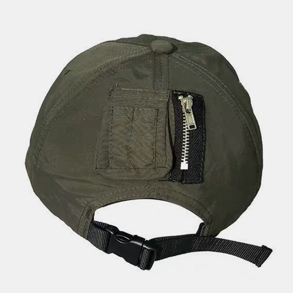 Unisex Hurtigtørkende Stoff Glidelåslomme Baseballcap Mote Wild Soft Top Solskjerm Justerbar Hatt