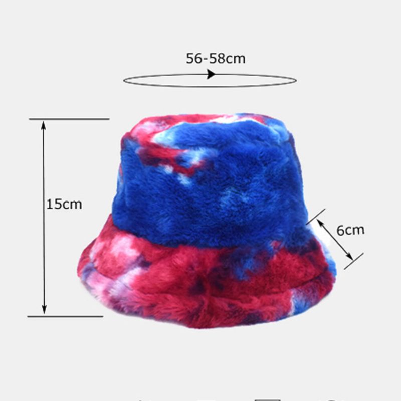 Unisex Imitert Kaninpels Fargerik Gradient Tie-dye Bøttehatt Vinter Tykk Varme Vindtett Mote Solskjermhatt