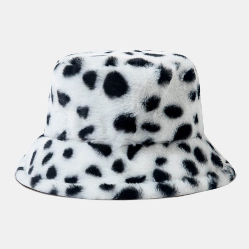 Unisex Imitert Kaninpels Leopardmønster Tykk Varme Vintage Bøttehatt