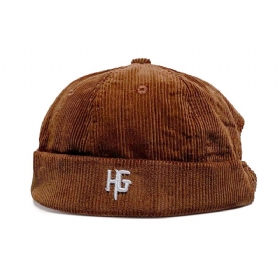 Unisex Kordfløyel Brodert H G Patten Uformell Beanie Utleier Lue Skull Cap