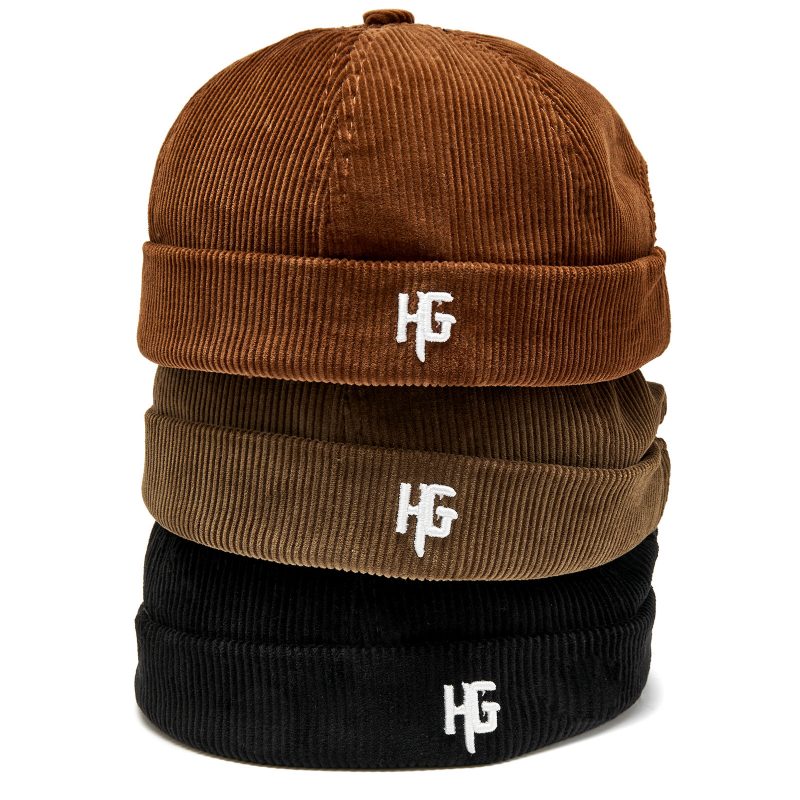 Unisex Kordfløyel Brodert H G Patten Uformell Beanie Utleier Lue Skull Cap