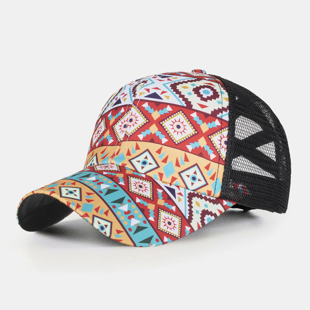 Unisex Krysselastisk Mesh Mote Geometrisk Trykt Solskjerm Med Pustende Baseballhatt