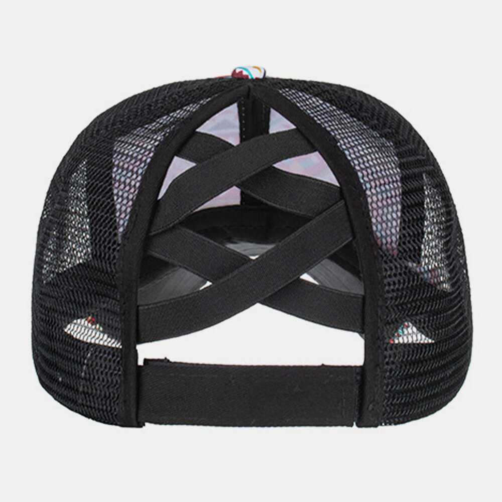 Unisex Krysselastisk Mesh Mote Geometrisk Trykt Solskjerm Med Pustende Baseballhatt