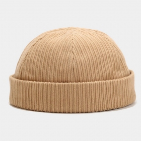 Unisex Landlord Cap Corduroy Solid Stripet Justerbar Brimless Beanie Skull Cap