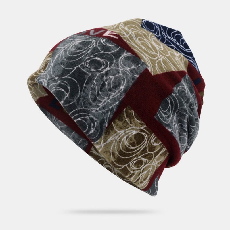 Unisex Letter Print Twist Hatter Beanie Hat