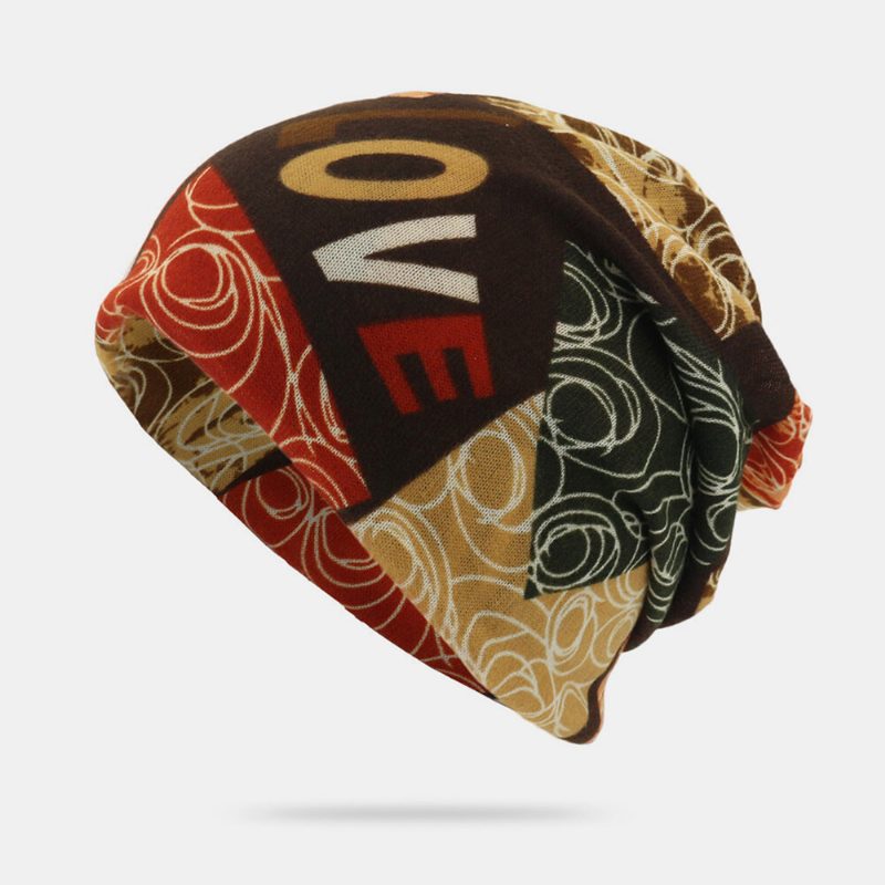 Unisex Letter Print Twist Hatter Beanie Hat