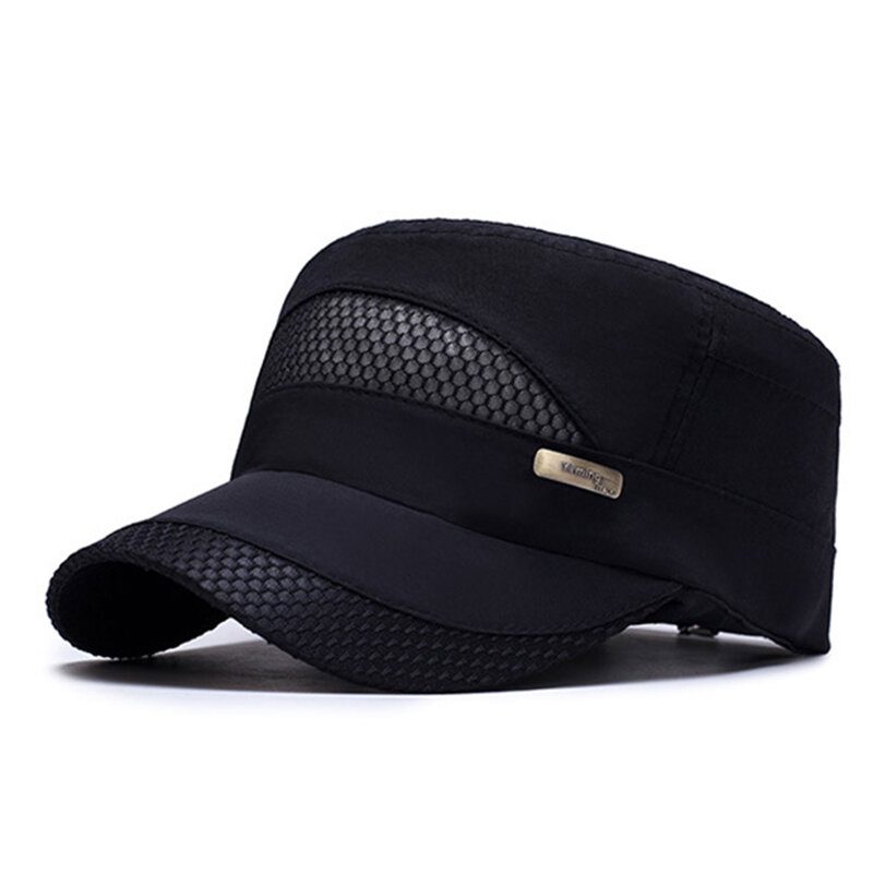 Unisex Mesh Hurtigtørkende Vintage Flate Hatter Outdoor Sports Army Hatter Justerbare Baseballcapser