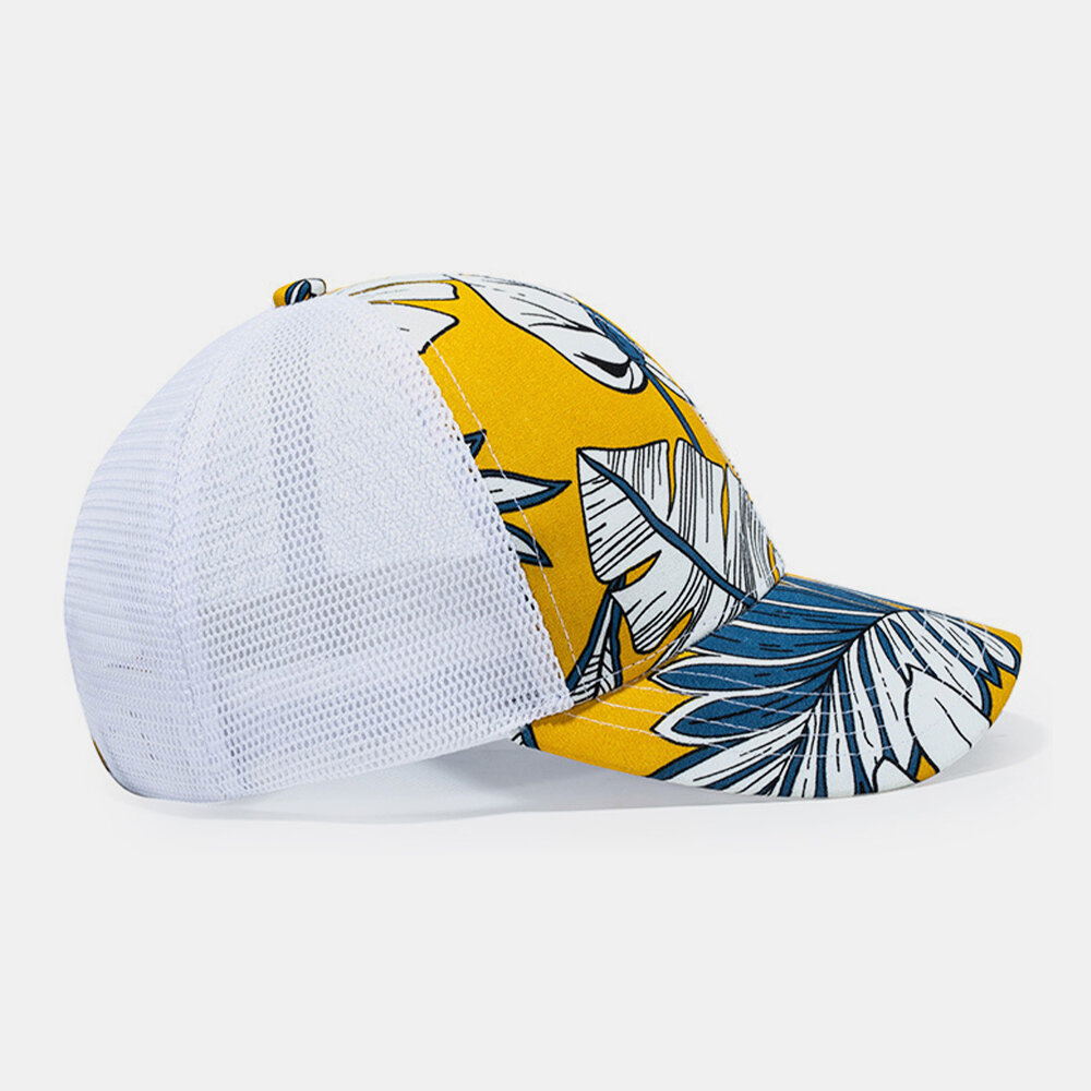 Unisex Mesh Moteblomst Trykt Feriesolskjerm Pustende Baseballhatt