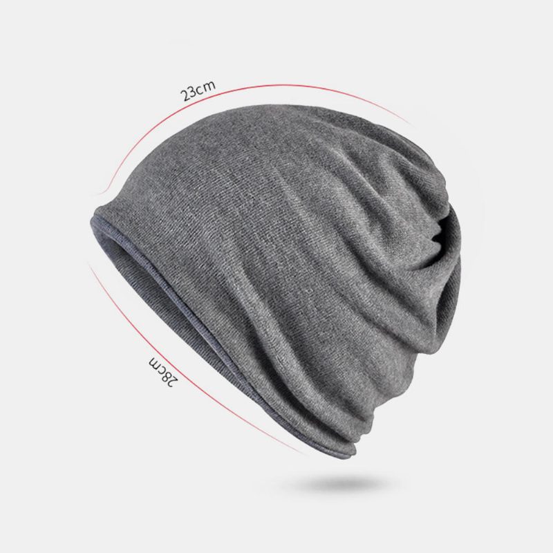 Unisex Mote Bomullsblanding Slouch Beanie Hatter Ren Farge Elastisk Strekkbar Utendørs Varm Dobbeltsidig Bærbar Ski Cap