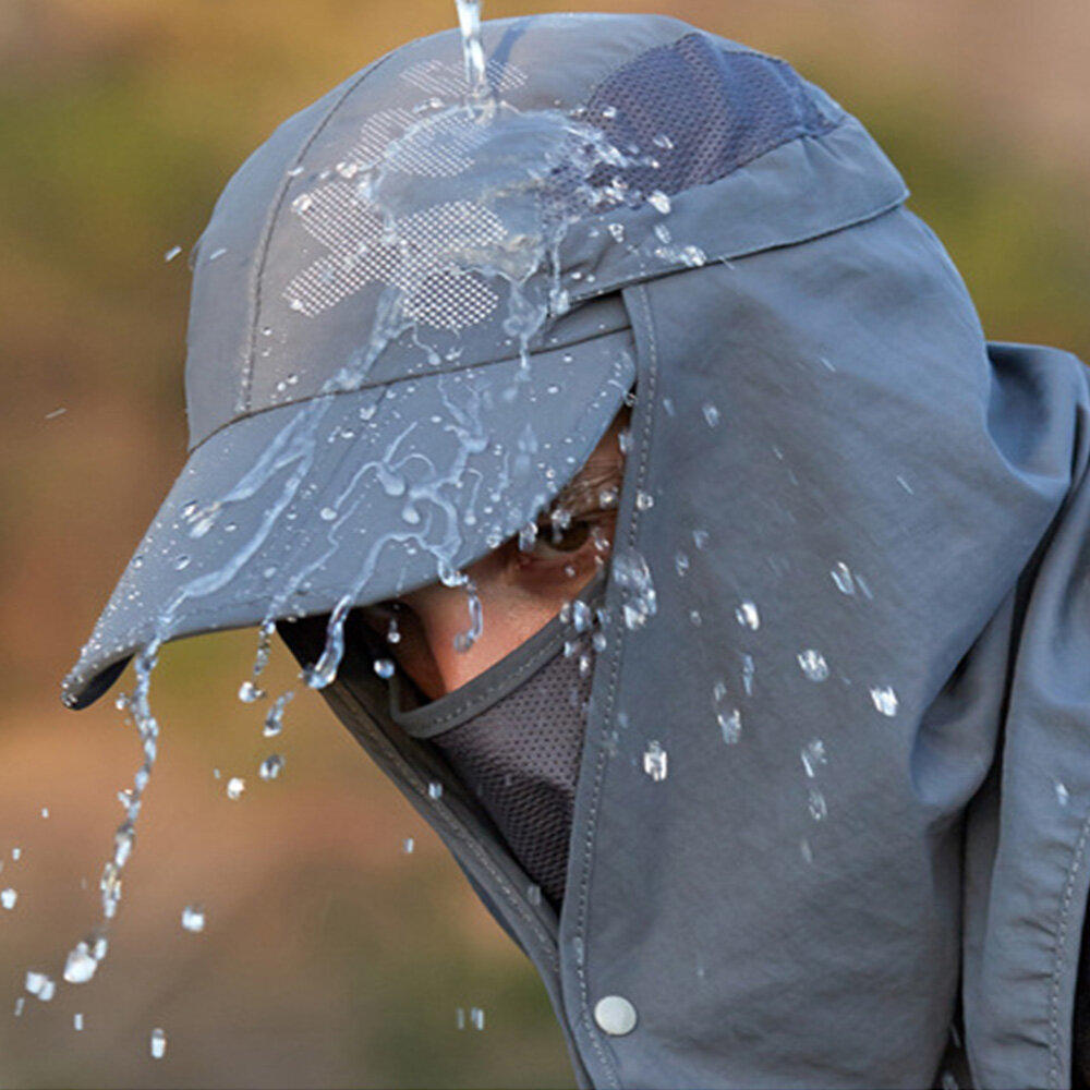 Unisex Nylon Avtagbar Maske Gardin Forstørret Sjal Utendørs Solskjerming Fjellklatring Lue Sommer Sammenleggbar Baseballhatt