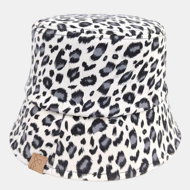 Unisex Polyester Bomullsoverlegg Leopardmønster Bokstavetikett All-match Sunshade Bøttehatt