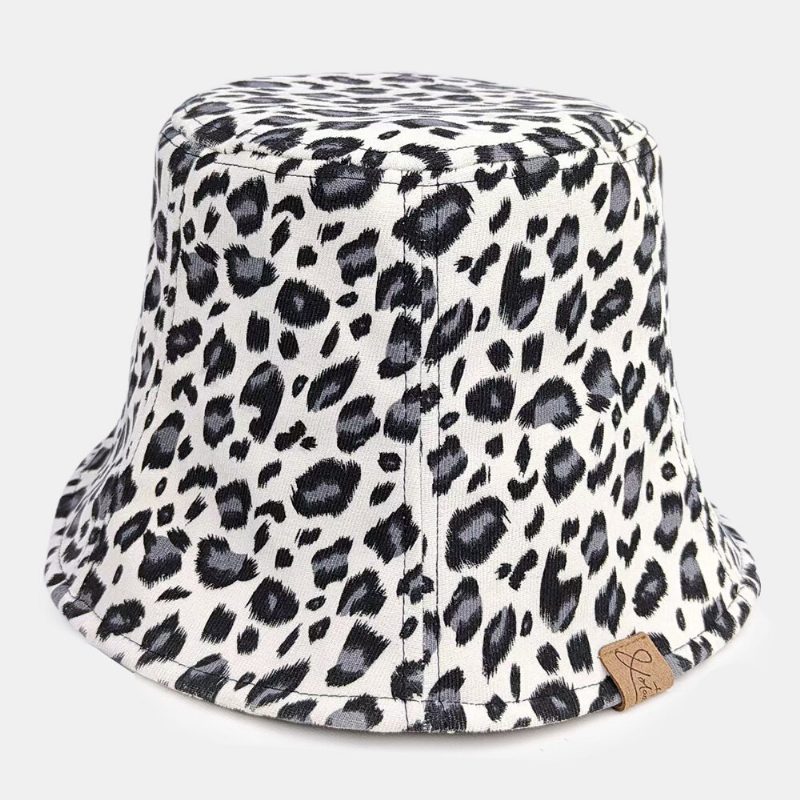 Unisex Polyester Bomullsoverlegg Leopardmønster Bokstavetikett All-match Sunshade Bøttehatt