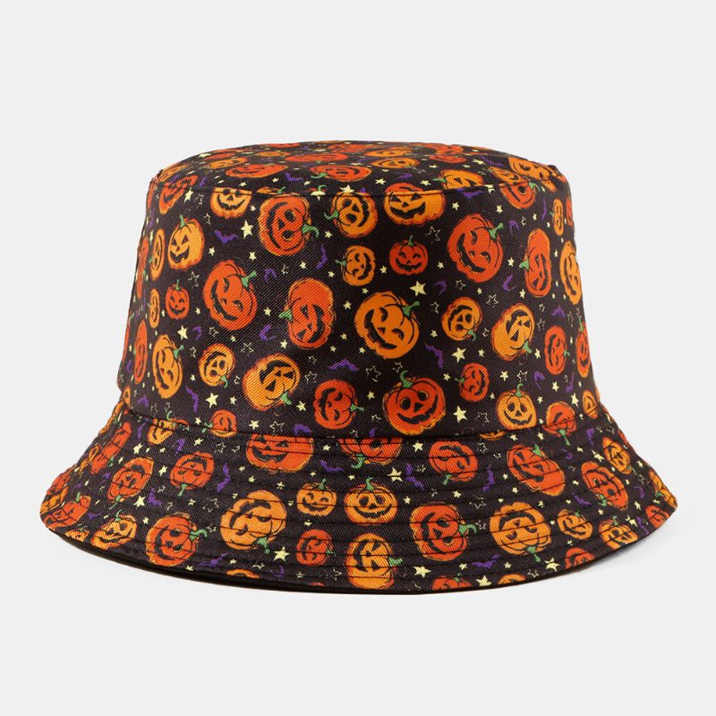 Unisex Pumpkin Ghost Hodeskallemønster Halloween Bøttehatt Uformell Morsom Sammenleggbar Solskjermhatt