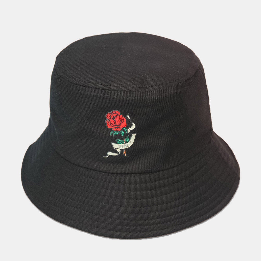 Unisex Rosetrykk Solhatt Bomull Enkel Solkrem Bøttehatt Sommerreise Strandhatt