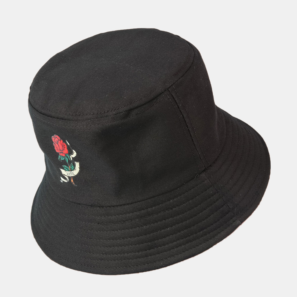 Unisex Rosetrykk Solhatt Bomull Enkel Solkrem Bøttehatt Sommerreise Strandhatt