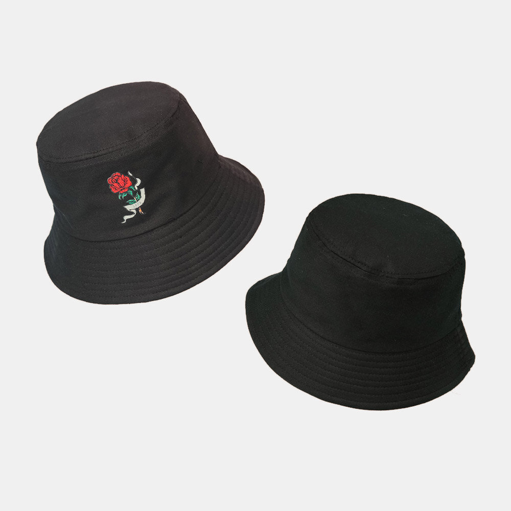 Unisex Rosetrykk Solhatt Bomull Enkel Solkrem Bøttehatt Sommerreise Strandhatt