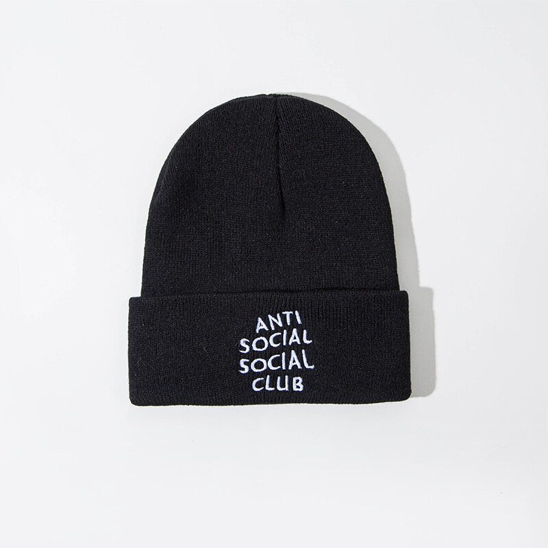 Unisex Solid Anti-sosial Trykk Strikket Ulllue Skull Cap Beanie