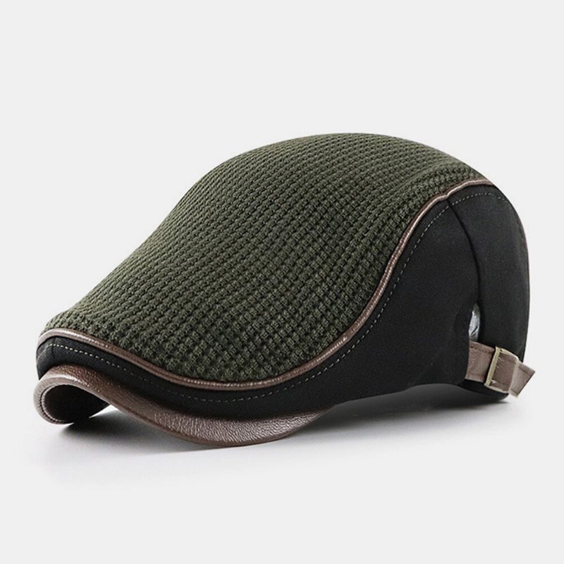 Unisex-søm Strikk Pustende Berets Utendørs Høst Vinter Varm Vindbeskyttelse Visir Newsboy Cap Flate Hat