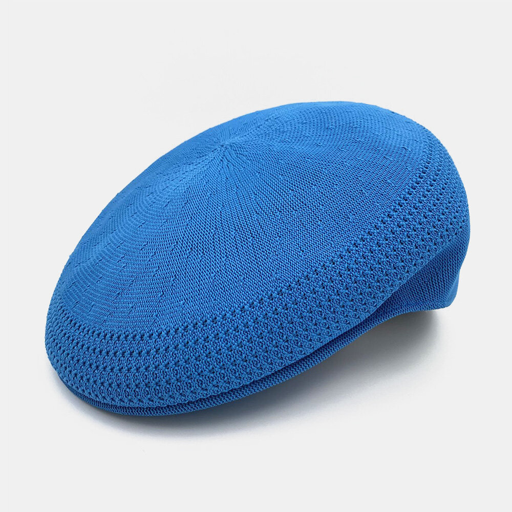 Unisex Strikkede Berets Mesh Ensfarget Jacquard Pustende Casual Flate Caps