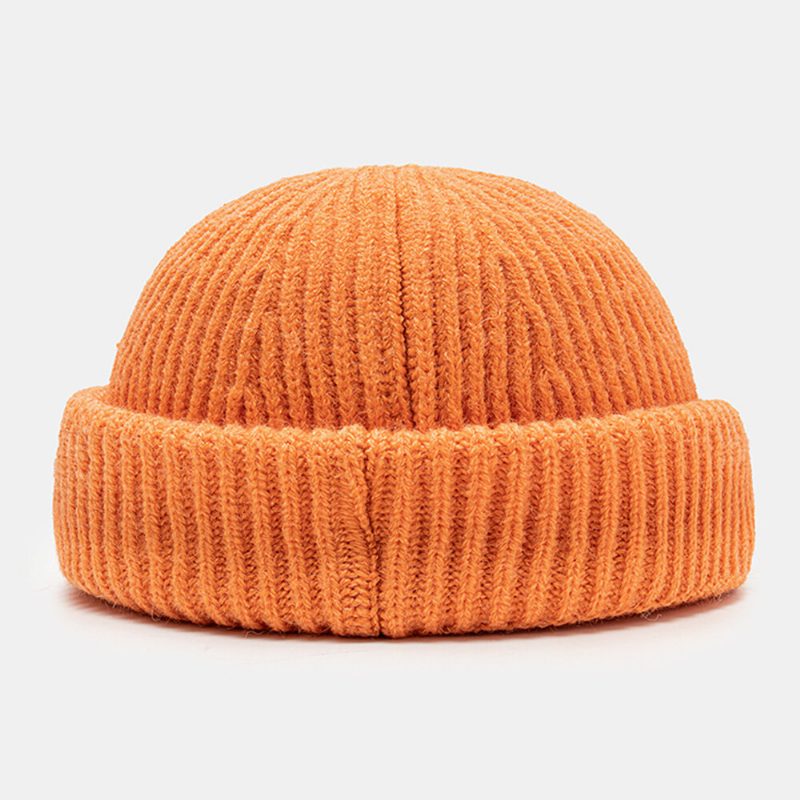 Unisex Strikket Lue Brevmønster Patch Brimless Flensing Outdoor Warmth Beanie Utleier Cap Skull Cap