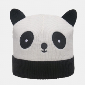 Unisex Strikket Lue Tegneserie Panda Hodeform Broderi Mote Varme Flensende Lue Lue