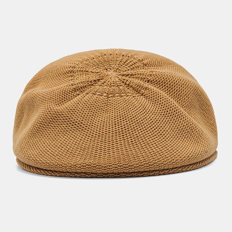 Unisex Strikket Solid Brevbrodert Anti-slitasje Vintage Pustende Beret Flate Cap