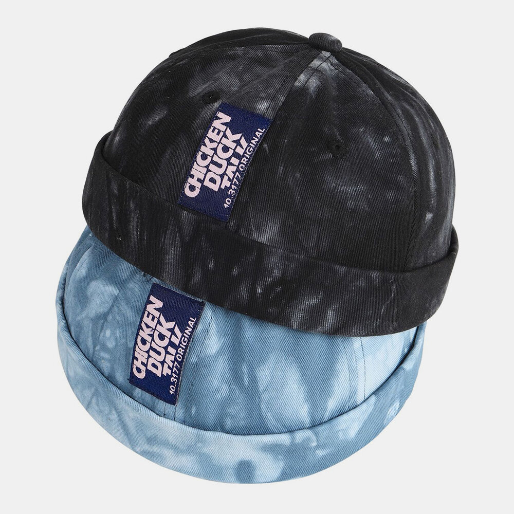 Unisex Tie-dye Bomull Mote Solskjerm Brimless Beanie Landlord Cap Skull Cap