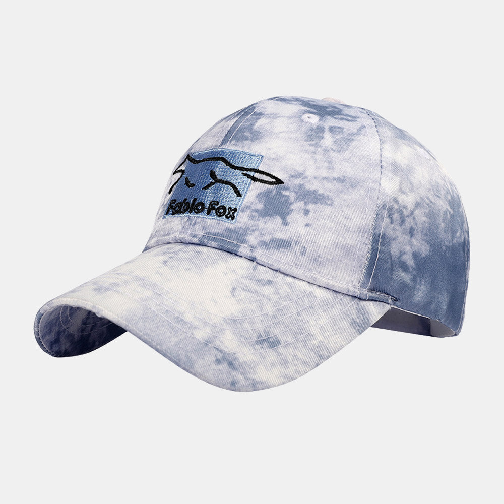 Unisex Tie-dye Ivy Cap Little Fox Broderimønster Utendørs Solskjerm Avslappet Justerbar Lue Baseballhatter