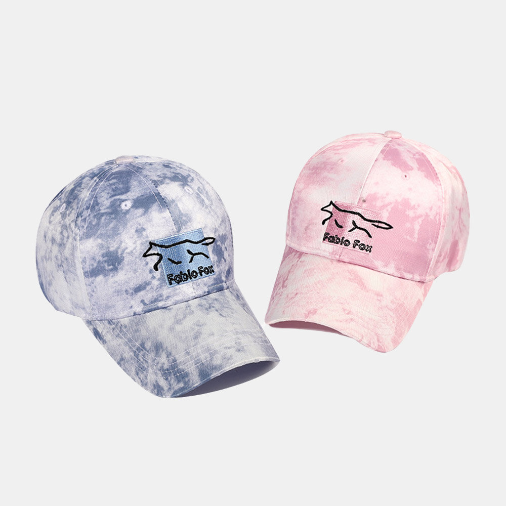 Unisex Tie-dye Ivy Cap Little Fox Broderimønster Utendørs Solskjerm Avslappet Justerbar Lue Baseballhatter