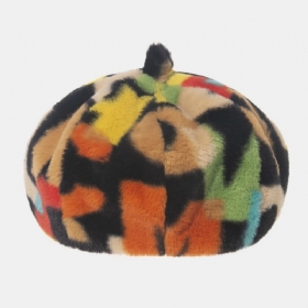 Unisex Tie-dye Plysj Britisk Stil Varm Myk Årsak All-match Painter Hatter Beret Hatter Octagonal Hat