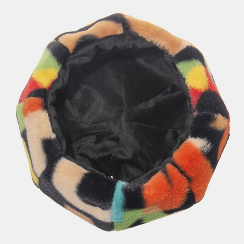 Unisex Tie-dye Plysj Britisk Stil Varm Myk Årsak All-match Painter Hatter Beret Hatter Octagonal Hat