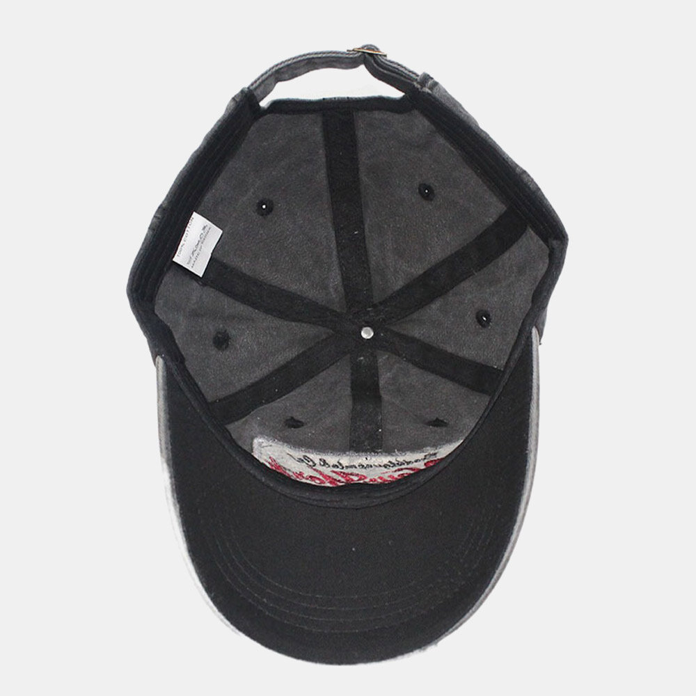 Unisex Tredimensjonalt Broderi Bokstavmønster Kypert Cap Vasket Buet Rand Vill Solkrem Baseballcap