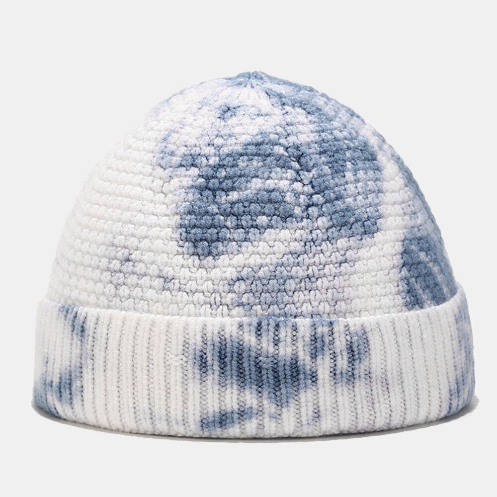 Unisex Uregelmessig Tie-dye Mønster Strikket Lue Street Hip Hop Justerbar Pustende Varm Solskjerm Landlord Cap Beanie Skull Cap