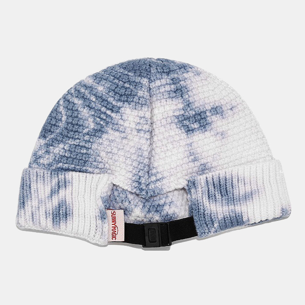 Unisex Uregelmessig Tie-dye Mønster Strikket Lue Street Hip Hop Justerbar Pustende Varm Solskjerm Landlord Cap Beanie Skull Cap