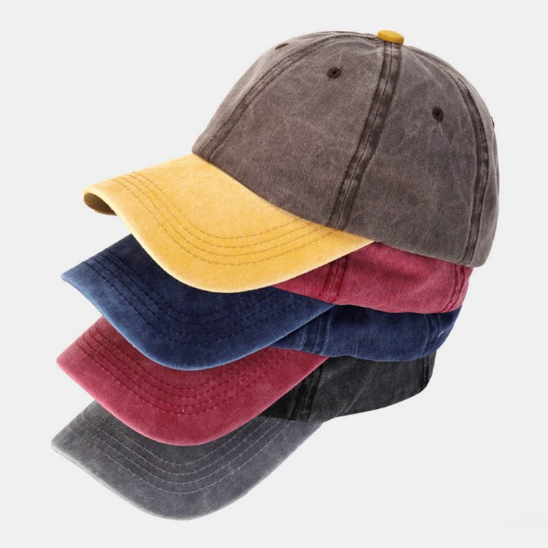 Unisex Vasket Bomullsfarge Matchende Baseballcaps Buet Kant Utendørs Pustende Justerbar Solskjermhatt