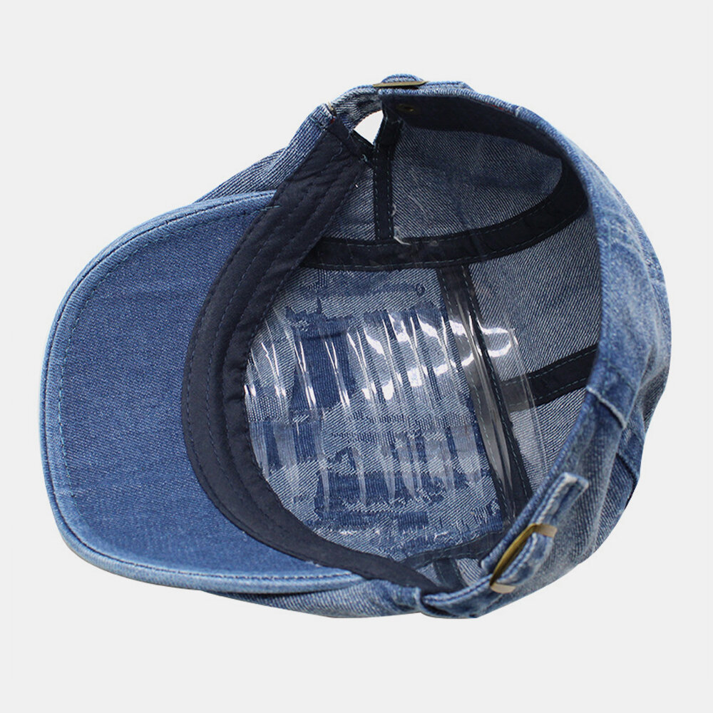 Unisex Vasket Denim Kanthull Make-gammelt Retro Solskjerm Forward Cap Beret Caps Flate Hat