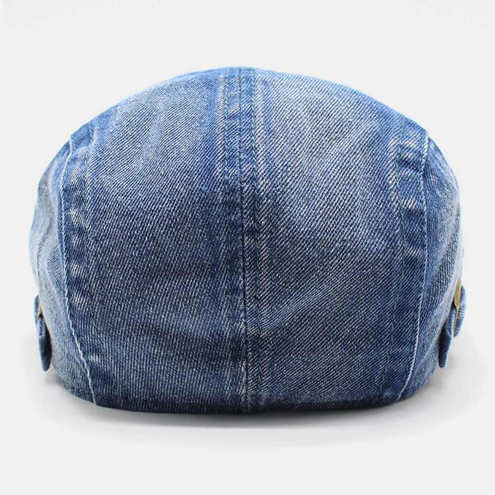 Unisex Vasket Denim Kanthull Make-gammelt Retro Solskjerm Forward Cap Beret Caps Flate Hat