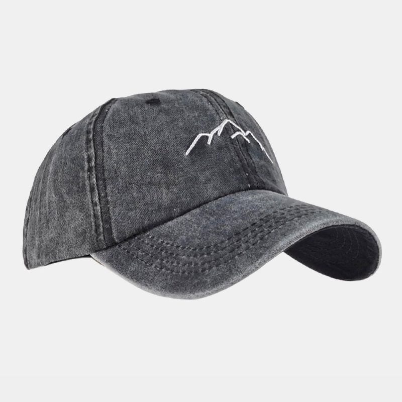 Unisex Vasket Distressed Bomull Fjellmønster Broderi Mote Solkrem Baseballcaps