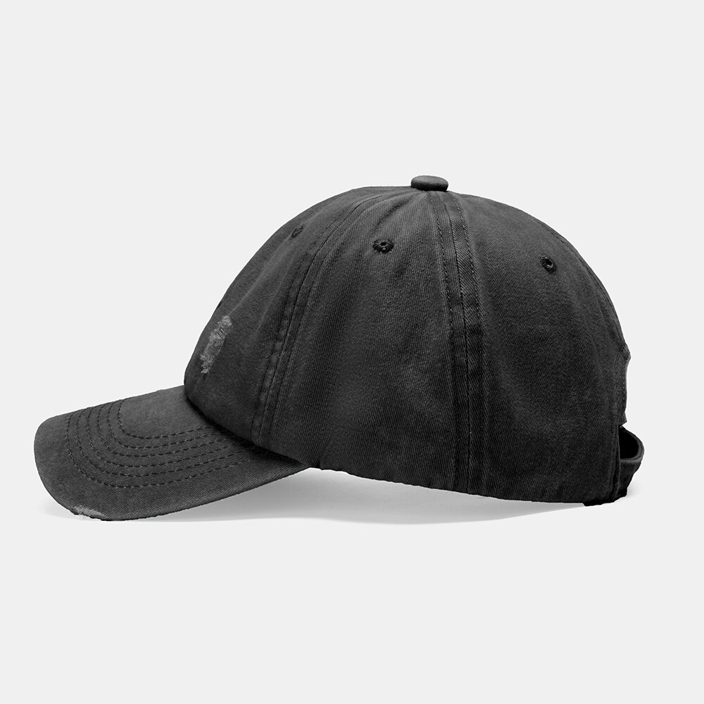 Unisex Vasket Gammel Baseballcaps Bomull Ødelagt Hull Brevbroderi Stretch Fit Cap