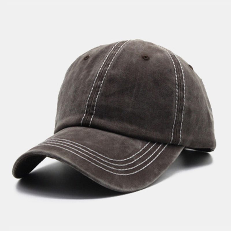 Unisex Vasket Slitt Bomull Solide Sømmer Vintage Solskjerm Justerbare Baseballhatter